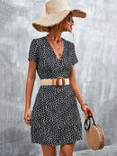 Summer Short Boho Dress Women V Neck Print Floral Party Dress Ladies Bohemian Flower Mini Dress For Women