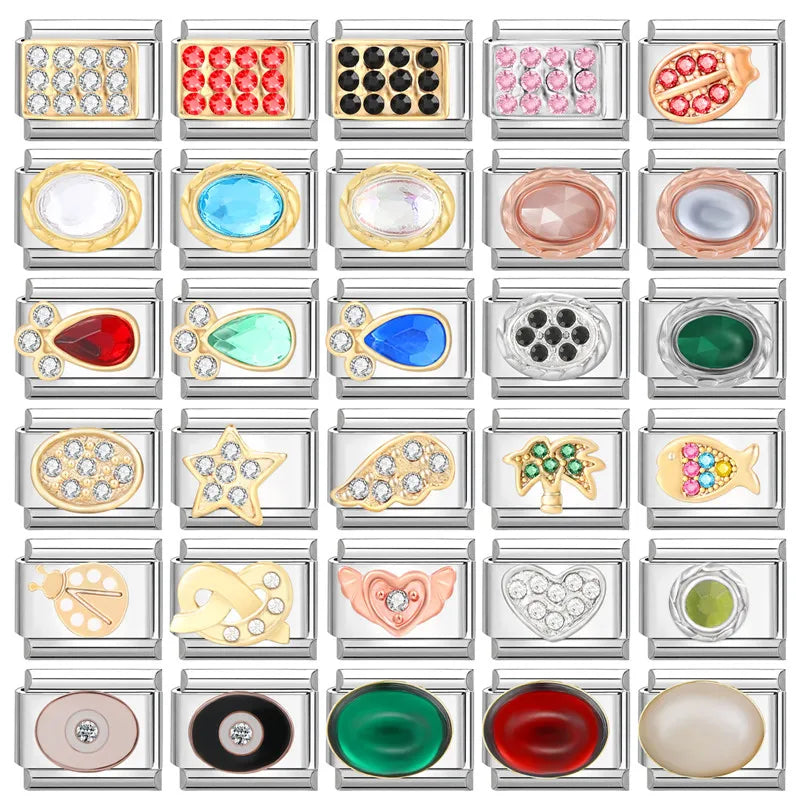 3D Charm Bracelet Rabbit Sun Flower Moont Italian Charm Links Fit 9mm Bracelet Stainless Steel Jewelry DIY Making Birthday Gift