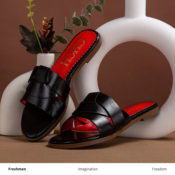 نعال نسائية جديدة بتصميم كلاسيكي عصري، نعال مسطحة القاع، نعال نسائية صيفية للسياحة على الشاطئ