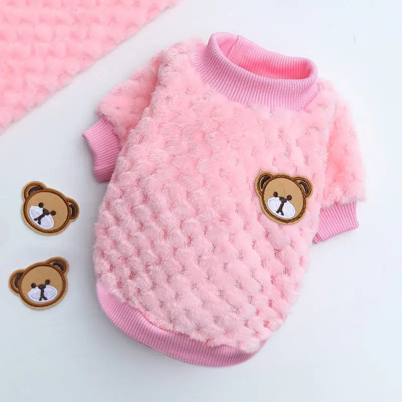 Coat Yorkies Chihuahua Shih Tzu Pug Clothes for Small Plush Puppy Cat Outfits Bear Embroidery Pet Dog Vest Dogs Winter Warm Dog