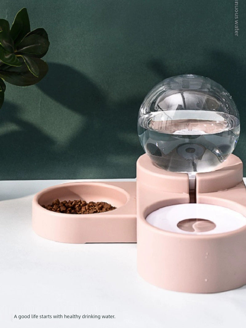 Dog/Cat Bowl Pet Double Bowl Dog Food Bowl Mouth Wet-Proof Drinking Bowl Bubble Drink Fountain Drinking Machine