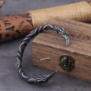 Stainless Steel Nordic Viking Norse Raven Bracelet Men Wristband Cuff Bracelets with viking wooden box