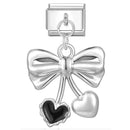 Sweet Red Cherry Bow Knot Heart Pendant Cherry Italian Charm Links Fit 9mm Stainless Steel Bracelet Women Jewelry DIY Making