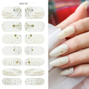 Gel Nail Stickers Lacquer Strips Full Cover Adhesive Slider Wraps With Line Foil Design Sanding File Nail Art Accessories LAJX22