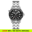 PHYLIDA Black Dial Diver 200 Men's Warch Sapphire Crystal NH38a Automatic Watch SLN BGW9 Lume SE-BK-38