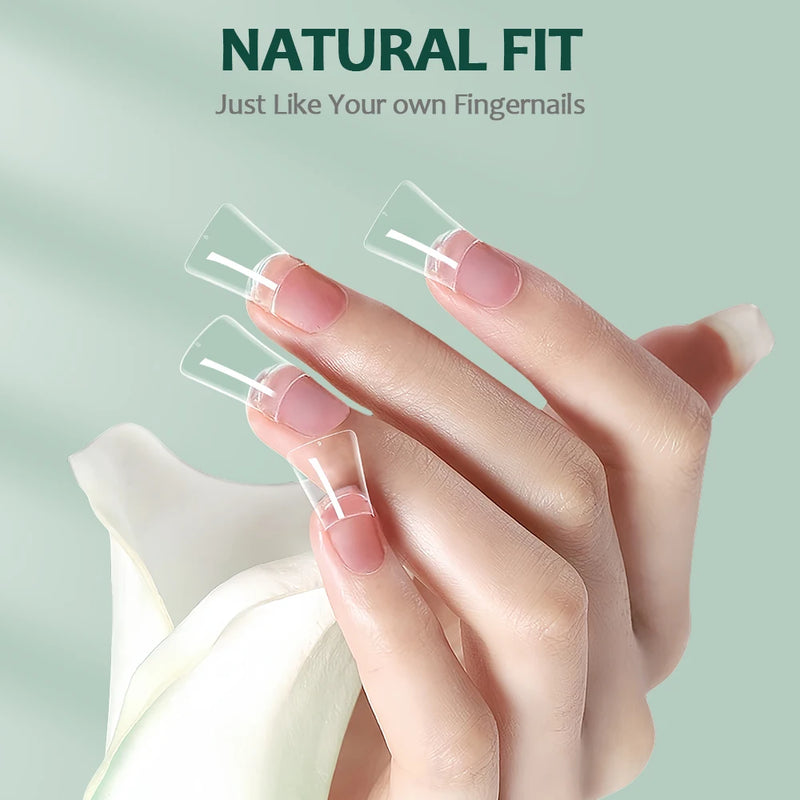 Nailpop Clear Duck Shape Nail Tips 120pcs Pre Shaped Half Cover False Nail Extension Tips 10 Sizes Bag Packaging for Art Salon