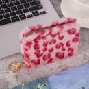 Leopard Print Short Wallet Trend Plush Multi Slot Credit Card Bag Multifunctional Portable Wallet For Outdoor Use
