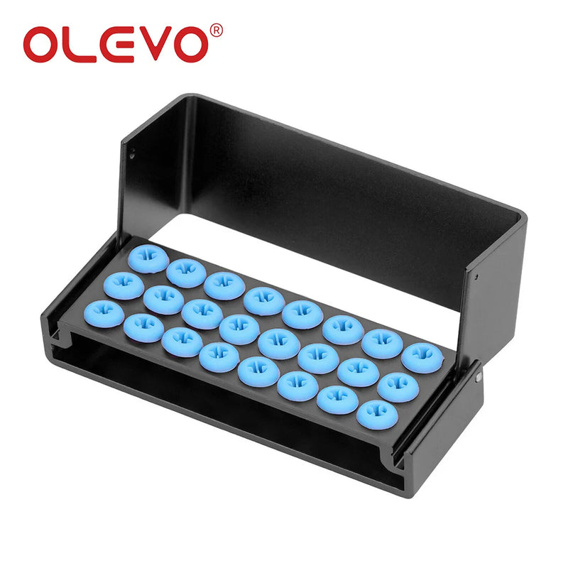 OLEVO Aluminum Dental Burs Holder Sterilizer Case Drills Block for High/Low Speed Bur Organizer Box With Silicone Autoclavable