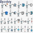 2Pcs/Lot Crystal Blue Scaled Fish Bead With Pendant Fit DIY Brand Charm Bracelet  For Women's Summer Jewelry To Making Gift