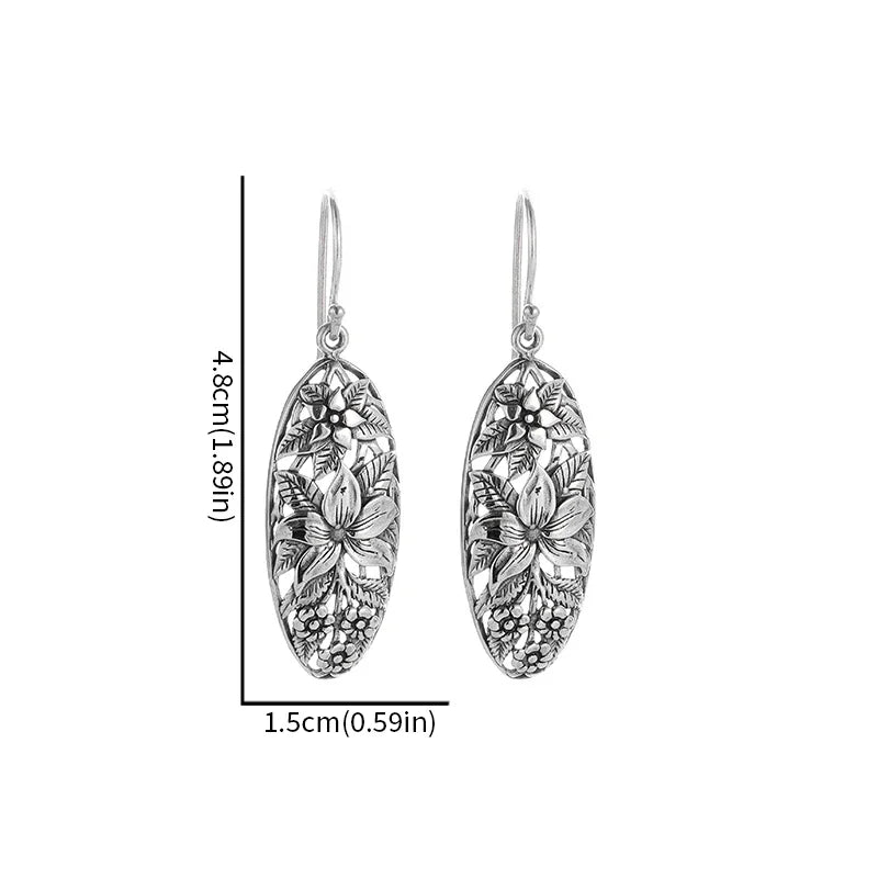 Retro Ethnic Style Carved Pattern Hypoallergenic Earrings Suitable for Women Fashionable Elegant Charming Jewelry Girls Gifts