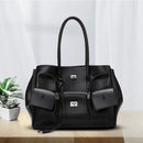 Meet You Luxury Design Large Capacity Black Pu Leather Tote Bag Ladies Multi-pocket  Shoulder Bag Office Lady Commuter Handbag