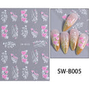 Red Wing Heart Nail Stickers 3D Glitter Stars Moon Lines Foil Metallic Manicure Valentines Decal Slider Manicure Decoration Tips