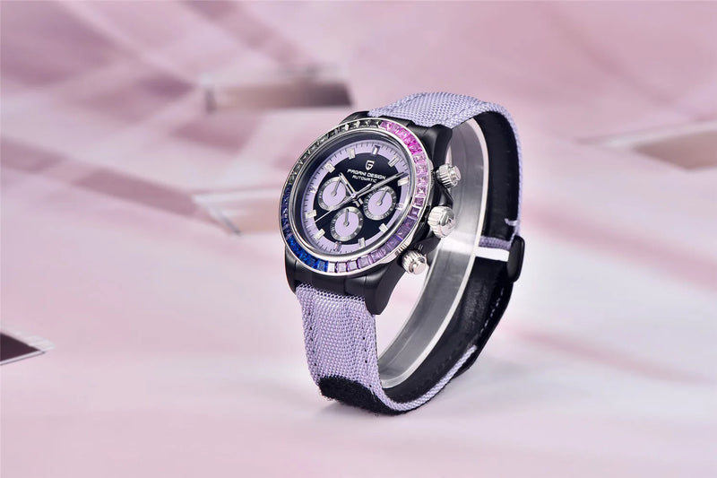 PAGANI DESIGN 40MM Rainbow Bezel Chronograph Sapphire Luxury Automatic Mechanical Watches Men's Stainless Steel Waterproof Clock