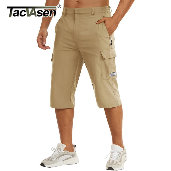 TACVASEN Men's Quick Dry 3/4 Capri Pants Casual Summer Lightweight Hiking Shorts Outdoor Fishing Multiple Pockets Cargo Pants