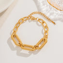 Stainless Steel Bread Texture Chain Splicing Waterproof Bracelet 18K Gold PVD Plated Fashion Jewelry Gift New
