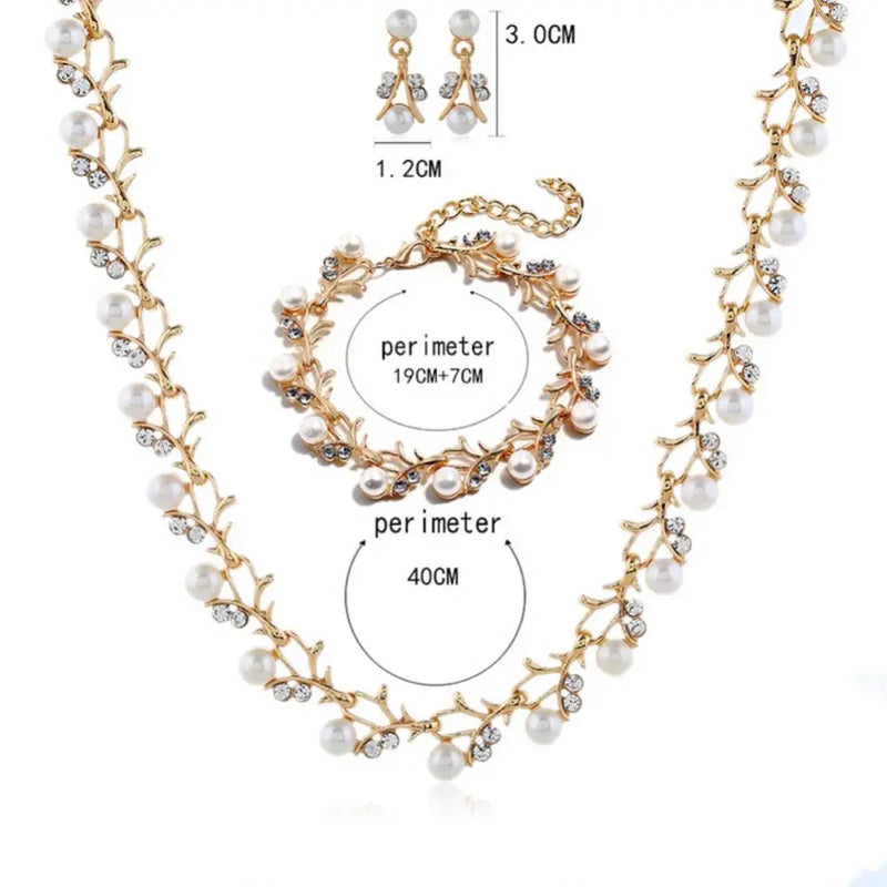 Collar Pendientes Regalo Elegante Pulsera de Perlas de Imitación con Diamantes de Imitación Joyería Nupcial Regalo