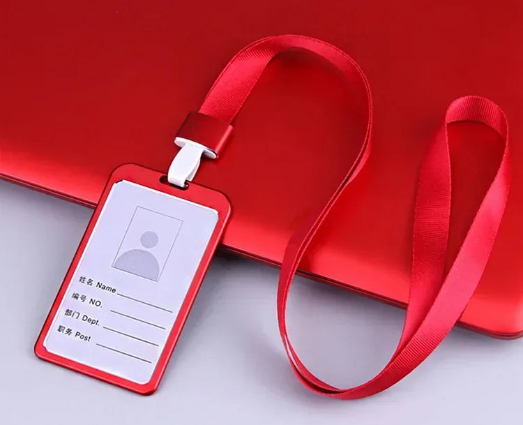 Women Men Bank Credit Card ID Holder Aluminium Alloy Business Card Case Work Card Badge Lanyard Holder Protector Cover