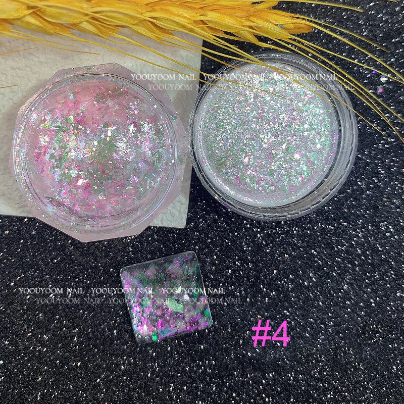 1Jar Aurora Chameleon Snowflake Ultra-Thin Iridescent Nail Sequins Holographic Opal EyeShadow Ice Glitter Nail Chameleon Flakes