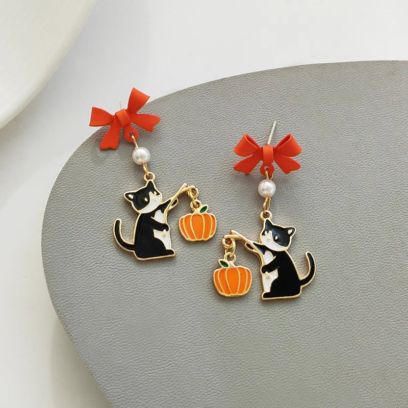 Mihan Cute Jewelry Animal Earrings Halloween Party Gifts 925 Silver Needle Lovely Design Pumpkin Earrings For Women Girl