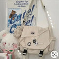Kawaii Pins Decor Messenger Bag, Release Buckle Decor Flap Crossbody Bag, Large Capacity School Bag