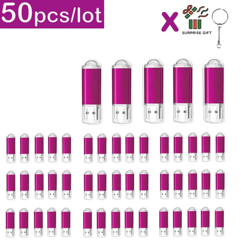 50Pcs/lot USB 2.0 Flash Drive 128MB 1GB2GB 4GB 8GB Pen Drive 16GB Pendrive 32GB USB Stick 64GB Memory Flash Disk Free Laser Logo
