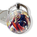 Bullfighting Spanish Bullfight Pattern 25mm Glass Cabohcon Keychain Key Rings for Women Men Jewelry Gift