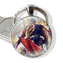 Bullfighting Spanish Bullfight Pattern 25mm Glass Cabohcon Keychain Key Rings for Women Men Jewelry Gift