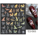 Shiny Maple Geometry Autumn Nail Art Stickers Laser Sector Fall Leaves Decals Cute Squirrel Slider Manicure Decorations CHCJ-076