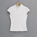 Taop&Za 2024 Spring New Product Women's Fashion Versatile Half High Collar Small Flying Sleeves Slim Fit Top