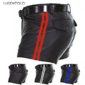 Men PU Shorts Casual Solid Large Size Loose Faux Leather Fashion Mens Street Summer Spring Versatile Trend Club Punk Style Pants