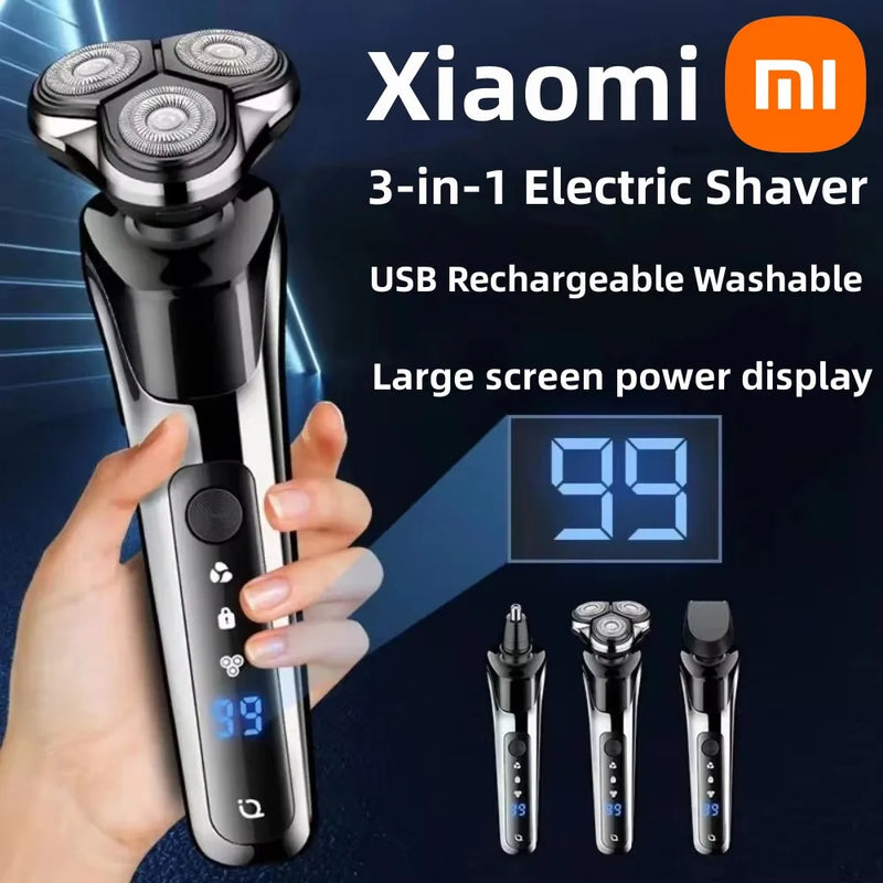 Xiaomi 3-in-1 Double Head 5000 Digital Display Head Electric Shaver Washable Rechargeable Brushless Men's Fast Charge Razor ﻿