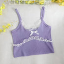 HELIAR Women Lace Bowknot Tops Female Plain Straps Tank Tops Streetwear Camisole Cute Crop Tops For Women 2023 Summer