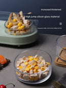 Cat Bowl Glass Cat Food Holder Double Bowl Dog Bowl Pet Bowl Cat Food Bowl Water Bowl Cat Supplies Protection Cervical Spine Anti-Tumble