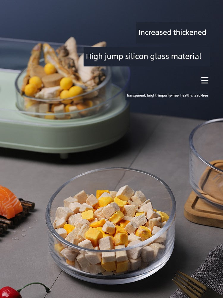 Cat Bowl Glass Cat Food Holder Double Bowl Dog Bowl Pet Bowl Cat Food Bowl Water Bowl Cat Supplies Protection Cervical Spine Anti-Tumble