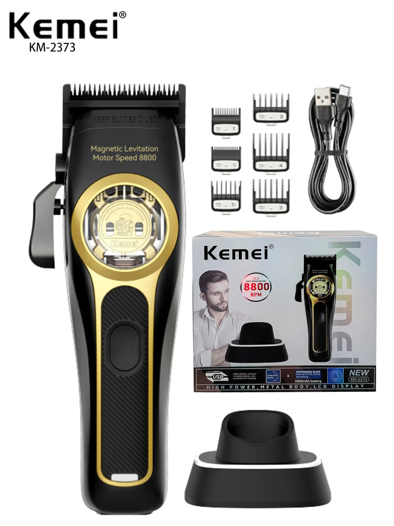 Cortadora de pelo profesional Kemei KM-2373 Baber con base de carga para hombres, cortadora de pelo eléctrica, regalo para hombres.