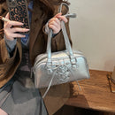 Y2k Red Handbag Purse for Women Girls Aesthetic Japanese Shoulder Bag Faux Leather Tote Bag PU Underarm Top Handle Clutch Bag