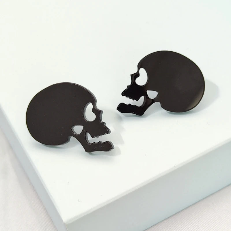 KUGUYS Halloween Skull Stud Earrings For Women Black White Red Acrylic Fall Jewellery Accessories for Horror Party