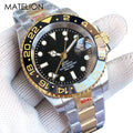 Gold Tow Tone NH34A GMT Movement Diving Watch for Men Automatic Watches Mechanical Swim Jubilee Bracelet 200m Waterproof Date