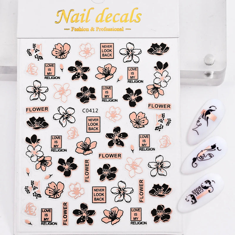 1 Pc Nail Strip Stickers Black/Gold/Rose Gold/Silver Metal Strip Tape Nail Art Adhesive DIY Foil Tips Nail Sticker Decals NK11