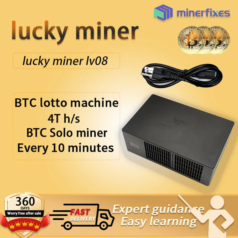 lucky miner lv08 Bitcoin miner crypto miner Solo miner BTC miner BCH BSV DGB WIFI 4TH/S SHA256 BM1366 Asic btc Mining Machine