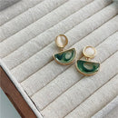 Trendy Metal Earring Retro Elegant Green Geometric Dangle Earrings For Women Fashion Simple Water Drop Jewelry Gifts