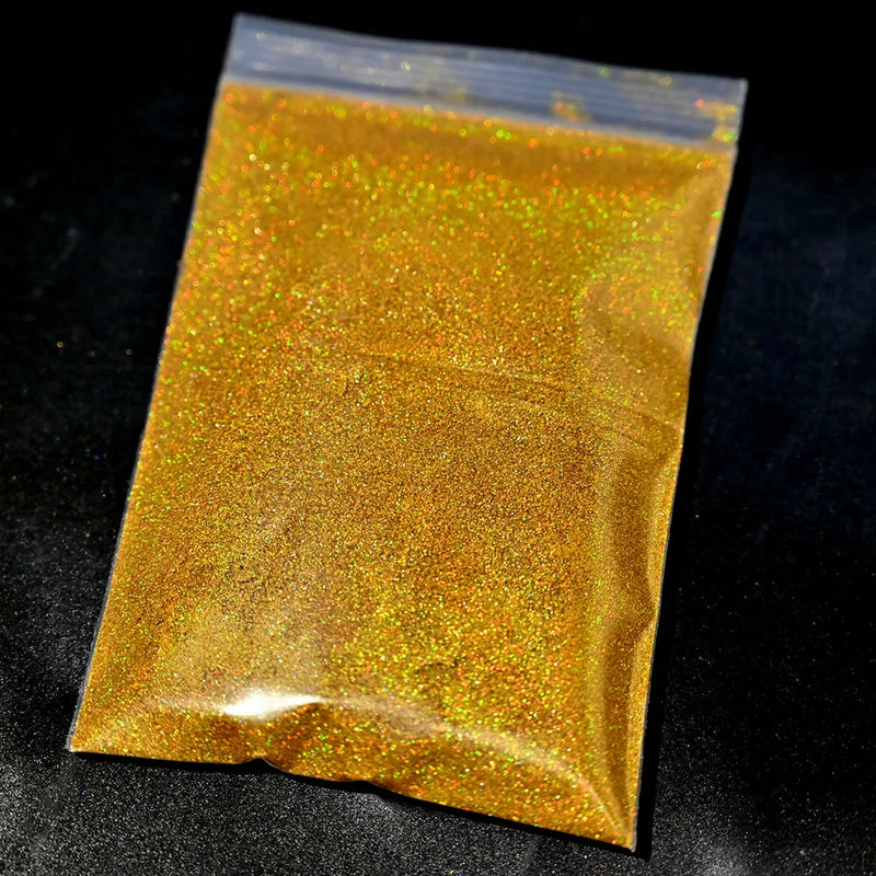 Polvo de purpurina holográfica plateada para uñas, 24 colores, brillante, 0,2 mm, para manicura DIY, 50 g/bolsa