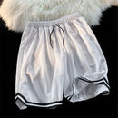 American Ice Slik Knee Length Striped Pantalon De Deporte Pantalones Cortos Elastic Casual Board Cargo Basketball Shorts Men