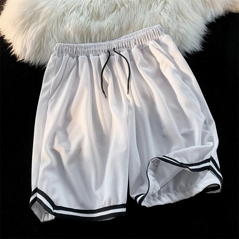American Ice Slik Knee Length Striped Pantalon De Deporte Pantalones Cortos Elastic Casual Board Cargo Basketball Shorts Men