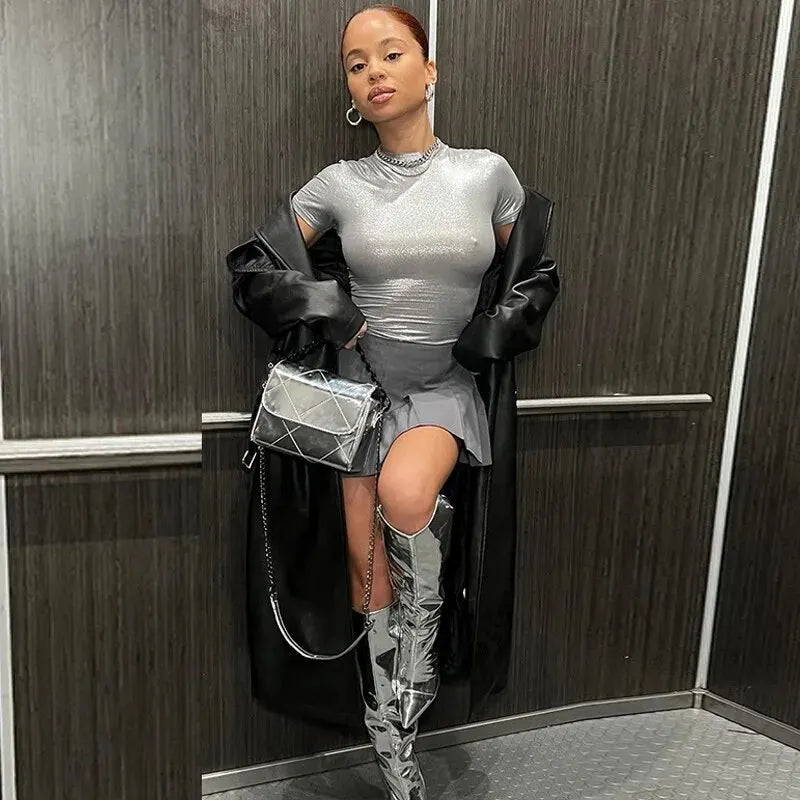 Hawthaw Women Fashion Short Sleeve Streetwear Club Crop Tops T Shirts 2024 Summer Clothes For Women Wholesale Items For Business