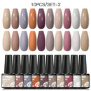 Mtssii 10PCS Reflective Gel Nail Polish Set Fluorescent Glitter Semi Permanent Hybrid Gel Varnish Soak Off UV Lamp For Manicure