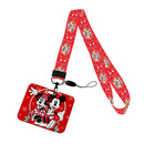 Christmas Design Disney Mickey Mouse Cute Cartoon Badge Holder ID Card Bus Card Holder Lanyard for Accessories Xmas Gifts