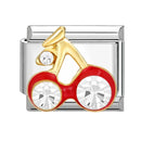 Sweet Red Cherry Bow Knot Heart Pendant Cherry Italian Charm Links Fit 9mm Stainless Steel Bracelet Women Jewelry DIY Making