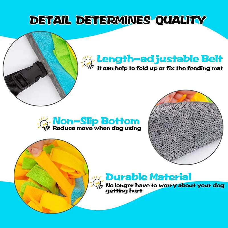 Durable Dog Snuffle Mat Puppy Sniffing Puzzle Toys Interactive Nonslip Pet Feeding Mat Portable Squeaky Slow Feeder For All Dogs