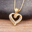 AIBEF Bling Hollow Out Heart Pendant Necklace Gold Color Romantic Jewelry Chains Necklaces For Women Valentines Wedding
